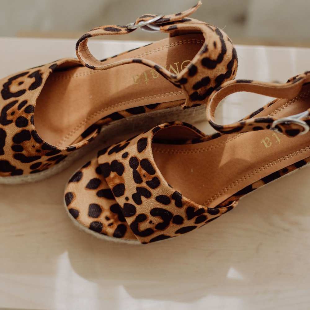 Cheetah Print Wedge Sandals - Picture 2 of 2